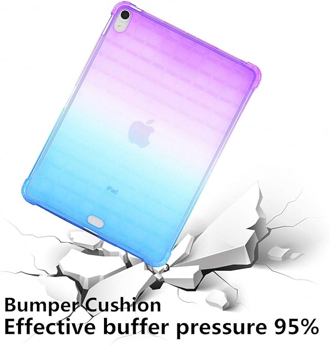 Case for iPad Air 11" M2 (2024) & iPad Pro 11 inch 4th/3rd/2nd/1st Gen (2022/2021/2020/2018) & iPad Air 5th/4th Gen 10.9" (2022/2020) Translucent Frosted Clear TPU Back Cover, Purple & Blue