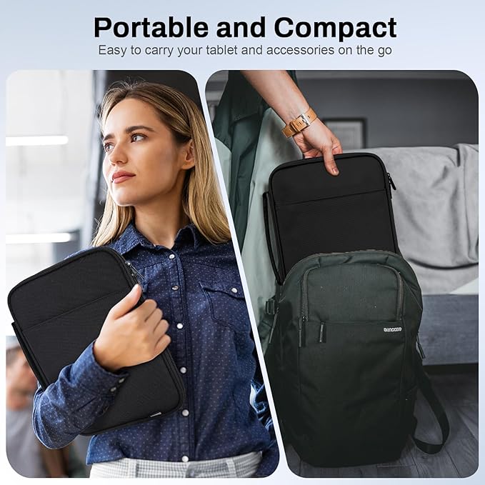 Dadanism 9-11 Inch Tablet Sleeve Padded Carrying Case with Handle, Protective Travel Bag for iPad A16 11" 2025, iPad Air M4/Pro M5 11", iPad 10th Gen 10.9", iPad 10.2", Galaxy Tab A11+ 11", Black