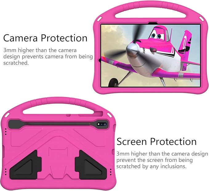 Kids Case for Samsung Galaxy Tab S10 Lite/S10 FE/S9 FE 10.9"/Tab S9/S8/S7 11", Techcircle Light Weight Shock Proof EVA Foam Handle Rugged Stand Protective Case, Rose
