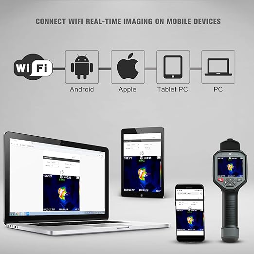 HT-A10 Thermal Imaging Camera - Precision Vision with 256x192 IR Resolution, Enhanced 3.5" Color LCD Screen, WiFi Wireless Connectivity, Versatile 5 Color Palettes, Sleek Handheld Design