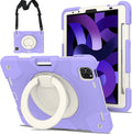 SCSVPN for iPad Air 5th/4th Generation Case 10.9'', Protective Kids Case for iPad Pro 11 Inch 2022 2021 2020 2018(4th/3rd/2nd/1st gen) with Pencil Holder-Rotation Stand/Handle-Shoulder Strap, Purple