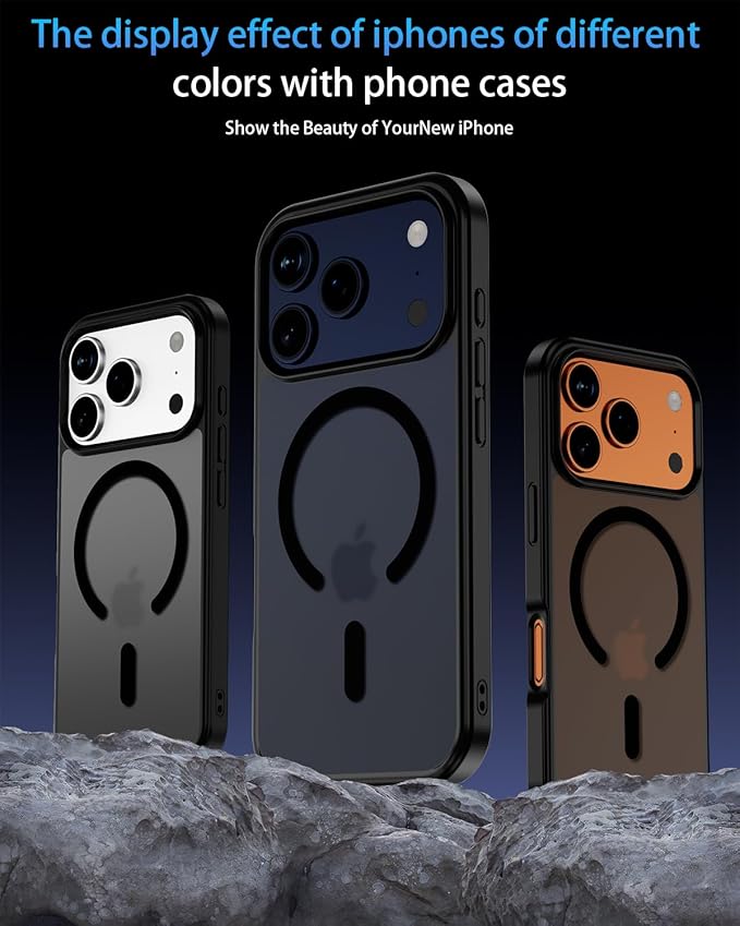 for iPhone 17 Pro Max Case,Compatible with MagSafe, Includes Tempered Glass Screen & Lens Protectors, Translucent Matte Anti-Fingerprint, Slim Full-Body Military Grade Shockproof case