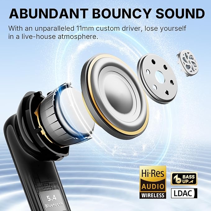 EarFun Air Pro 4i Noise Cancelling Wireless Earbuds, Hi-Res Sound with LDAC, 6 Mics AI ENC Clear Call, 40H Playtime, Multipoint Connection, Surround Sound, Bluetooth 5.4 Earbuds, Wireless Charging
