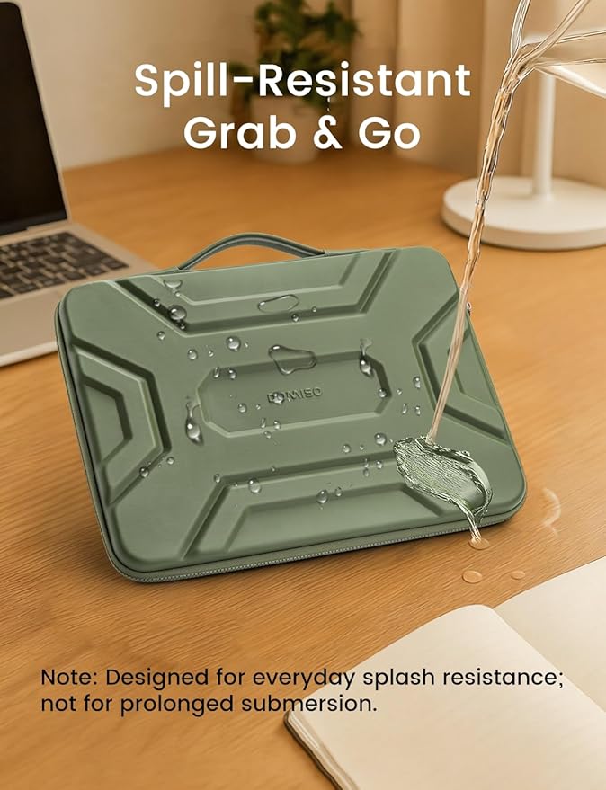 DOMISO 14 inch Laptop Sleeve with Handle, Shockproof & Waterproof EVA Protective Laptop case, Hard Laptop Sleeve for 14" HP Dell Asus Lenovo Laptop, Green