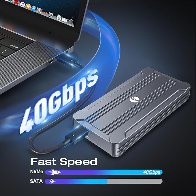 40Gbps NVMe Enclosure,V VCOM M.2 NVMe SSD Enclosure, Aluminum Alloy External NVMe Enclosure Support Size 2280 M&B+M-Key,Compatible with Thunderbolt 3/4,USB4/3.2/3.1/3.0/2.0
