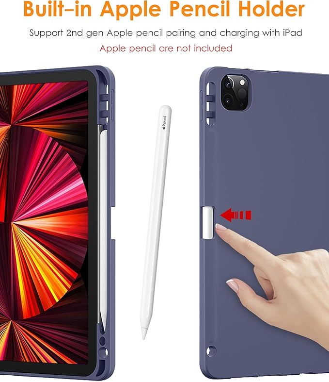 DTTO for iPad Pro 11 inch 4th/3rd/2nd/1st Generation 2022/2021/2020/2018 Case, Smart Slim Trifold Stand Soft TPU Back Cover with Built-in Pencil Holder, Also Fit iPad Air 5/4,US Flag