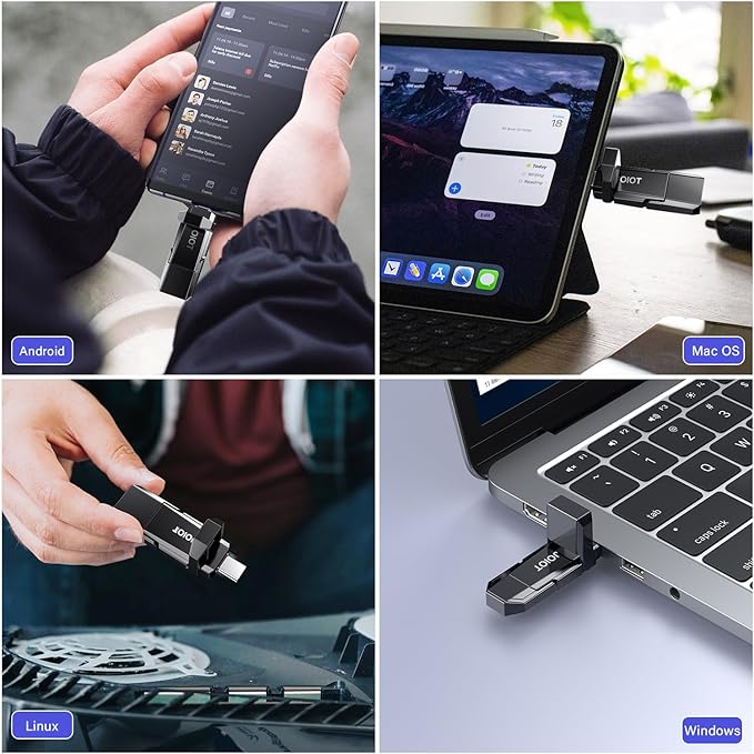 JOIOT USB C Flash Drive 128GB Up to 450MB/s Dual Type-C & USB-A USB 3.2 Solid State Drive USB-C Thumb Drive Compatible with iPhone 15/16 Series Smartphone Tablet Laptop Car Smart TV Game Console