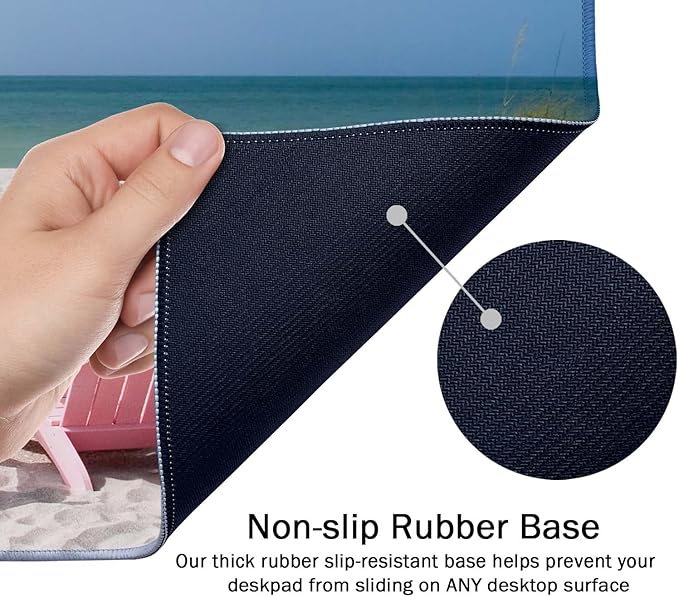 SSOIU Desk Mat, Extended Gaming Mouse Pad (35.5x15.7 in), Large Non-Slip Rubber Base Mousepad with Stitched Edges, Waterproof Keyboard Mouse Mat for Work, Game, Office, Home - Beach and Ocean Scenics
