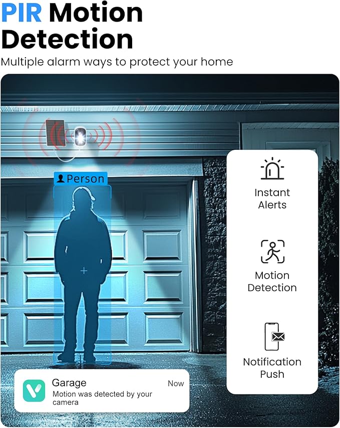 MISECU 2K Solar Camera Outdoor Wireless, WiFi Cameras for Home Security with Solar Panel, Spotlight Color Night Vision, AI Motion Detection, Siren Alarm, 2-Way Talk, IP66, Cloud/SD Storage 2 Pack
