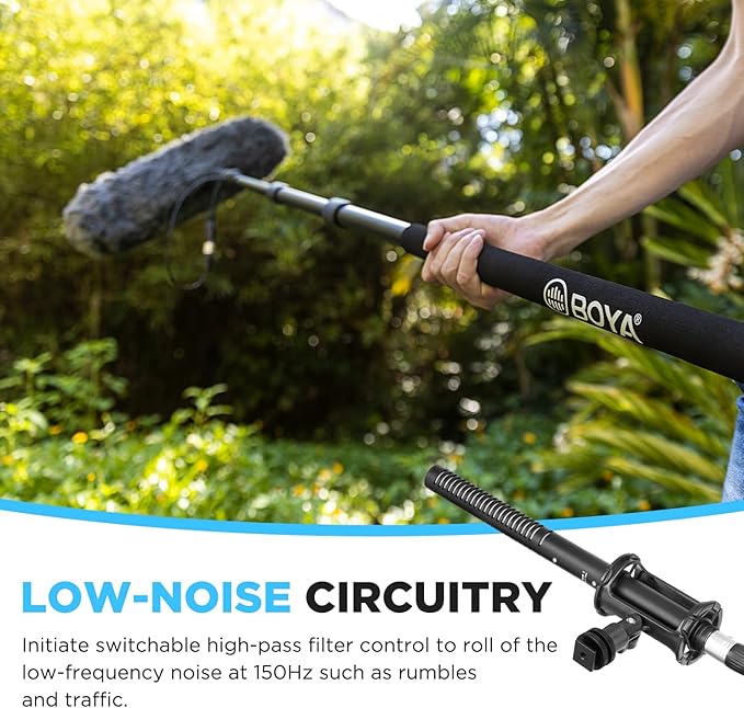 BOYA XLR Microphone BY-BM6060 Super-Cardioid Shotgun Condenser Microphone with 24 48V Phantom Power for Camera Film Interview ENG/EFP Outdoor Recording
