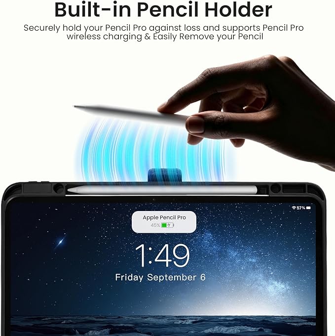 Handcrafted Case for iPad Air 13 Inch M4/M3/M2 (2026/2025/2024) with Pencil Holder & Hand Strap & Pocket,Magnetic Clasp,Multi Angles Stand,Protective Folio Cover,Auto Sleep/Wake,Dark Blue