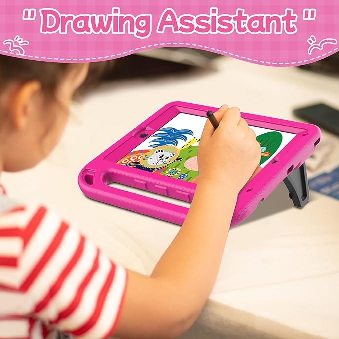 BMOUO Kids Case for iPad 6th/5th Generation (iPad 9.7-inch, 2017/2018), iPad 9.7/Air 2 Case with Screen Protector, Shockproof Handle Stand iPad 6th 5th Generation Cases for Kids, Rose