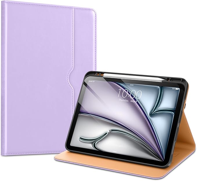VIKESI Case for iPad Air 13 inch (M4) 2026 / (M3) 2025 / (M2) 2024,Premium Leather Folio,Apple Pencil Holder,Auto Sleep/Wake,Stand Cover - Lavender