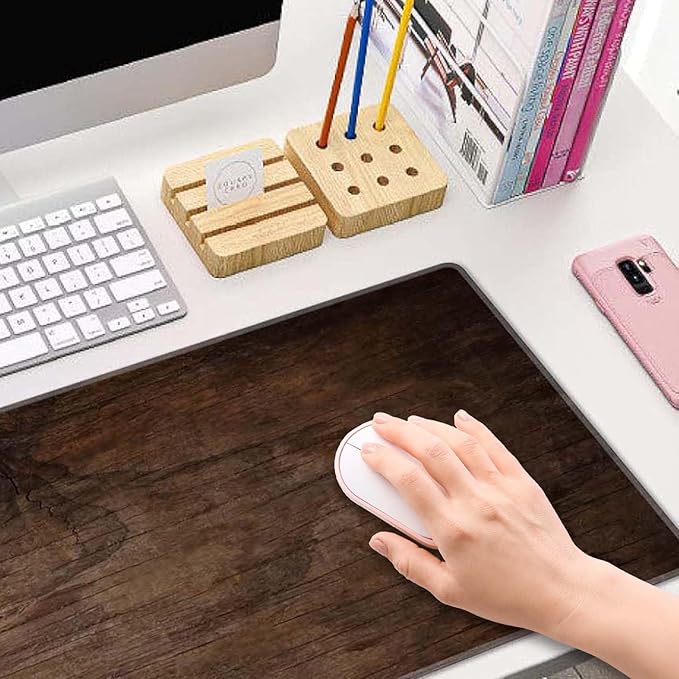 Large Extended Gaming Mouse Pad with Stitched Edges, Non-Slip Waterproof Rubber Base Mouse Pad for Office, Computer, Keyboard, Laptop and Home Desk Pad 31.5 x 11.8 x 0.12 Inch Texture of Bark Wood