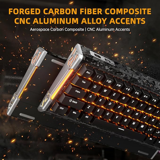 ATTACK SHARK R68HE 60% Wired Rapid Trigger 8K Mechanical RGB Gaming Keyboard with 0.005mm RT Accuracy,0.08ms Latency,256K Scan,Hall Effect Magnetic Switch,Carbon Fiber+CNC Aluminum Alloy for PC(Black)