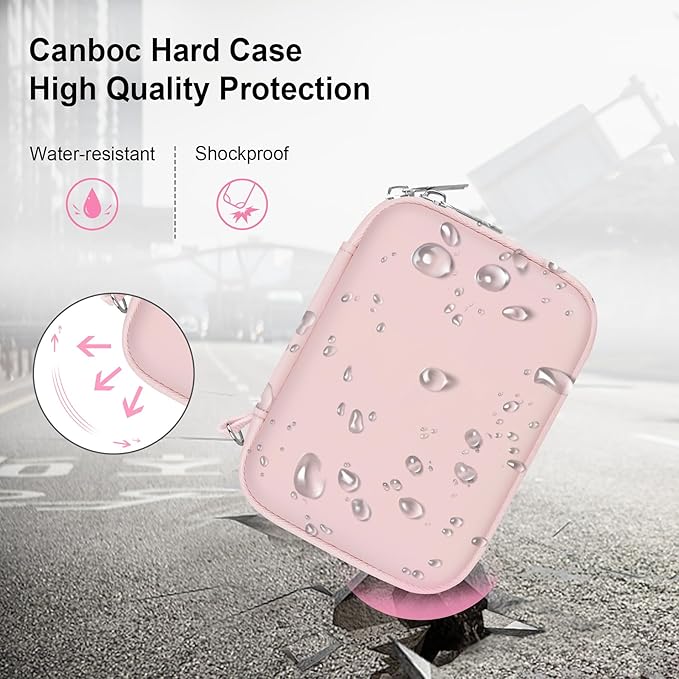 Canboc Carrying Case for LaCie Rugged SSD Pro5 2TB 4TB External Solid State Drive, Zipper Mesh Pocket fit Cable, Pink (Case Only)