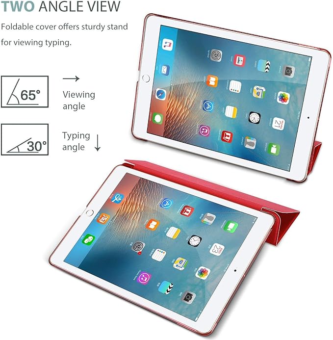 ProCase Smart Case for iPad 9.7 Inch iPad 6th/5th Generation 2018 2017(Model: A1893 A1954 A1822 A1823), Ultra Slim Lightweight Stand Cover with Translucent Frosted Back -Red