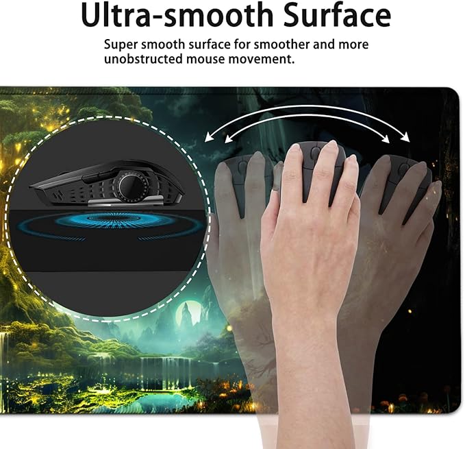 Large Mouse Pad, 31.5 x 11.8in Extended Gaming Mouse Pad with Stitched Edges, XXL Mousepad Protector Non Slip Rubber Base for Office and Home Writing Mat, Tree of Life Pattern Desk Mat