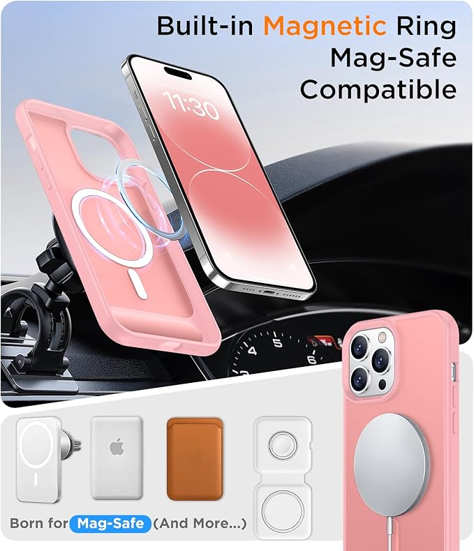 Magnetic Compatible with iPhone 14 Pro Max Case, [Built-in Invisible Kickstand][Compatible with MagSafe] [Military Grade Shockproof] Slim Translucent Matte Phone Case for iPhone 14 Pro Max 6.7"