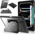 Case for iPad Pro 13 Inch M4(2024) with Multi-Angle Ultra Stable Stand, Built-in Pencil Holder, Duty Shockproof Case, Slim Frosted Protective Kickstand Cover for iPad Pro 13 Case, Black