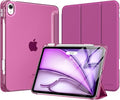 MoKo for iPad Air 11 inch Case (M4/M3/M2) 2026/2025/2024, iPad Air 5th/4th Gen 10.9 inch Case 2022/2020 with Pencil Holder, Slim Light Trifold Cover with Hard PC Translucent Back Shell, Fuchsia