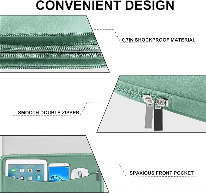 Laptop Sleeve Case 15.6 inch, Shockproof Protective Laptop Cover Carrying Computer Bag with Accessory Pocket Portable Computer Sleeve Compatible with HP, Dell, Lenovo, Asus, Binglan