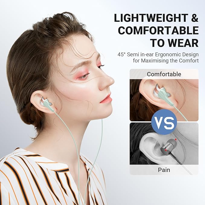 USB C Headphones for iPhone 17 Air 16 15 Pro Max Plus, Type C Earphone with Mic HiFi Stereo Volume Magnet in Ear USBC Wired Earbud for Samsung Galaxy S26 S25 S24 Ultra S23 Fe S22+ Flip/Pixel 10, Green