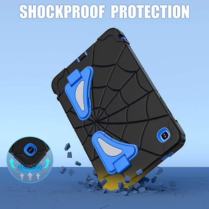 AKABEILA Compatible with Samsung Galaxy Tab A7 Lite 8.7 inch T225/T220(2021) Tablet Case，Lightweight Shockproof Rugged Protective Cover with Kickstand for Kids Children Boys Babies Black Blue