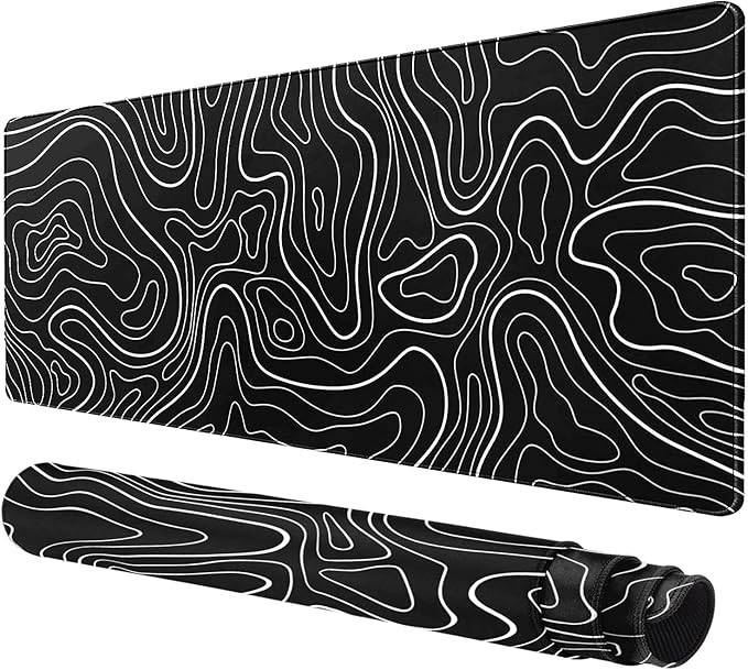 Rcege Large Mouse Pad for Desk - Gaming Mouse Pad with Stitched Edges, Anti-Slip Base for Keyboard and Mouse(Black Line, 31.5L x 15.8W inches)