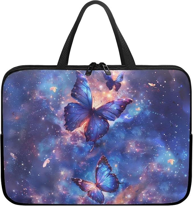 Galaxy Butterfly 17 Inch Laptop Bag Handle Chromebook Case Sleeve Computer Protect Pouch Holder Notebook Sleeve Neoprene Chromebook Cover Soft Carrying Travel Case for Women