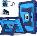 Kids Friendly Case for Apple iPad 10.2" 9th 8th 7th Generation 2021/2020/2019 Case with Pencil Holder & Shoulder Strap, Military Grade Shockproof Kickstand Hard Shell Protective Cover,Blue
