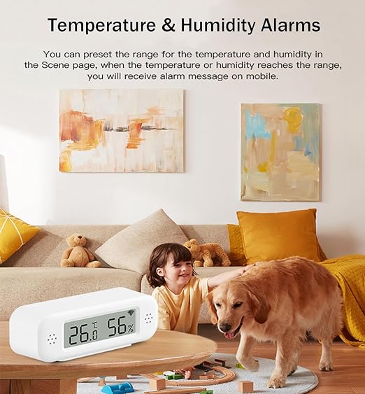 WiFi Thermometer Hygrometer: Smart Temperature Humidity Sensor, Indoor Room Temperature Monitor with App Notification Alerts & Free Data Storage Export, Digital Remote Monitor for Bedroom (1-Pack)