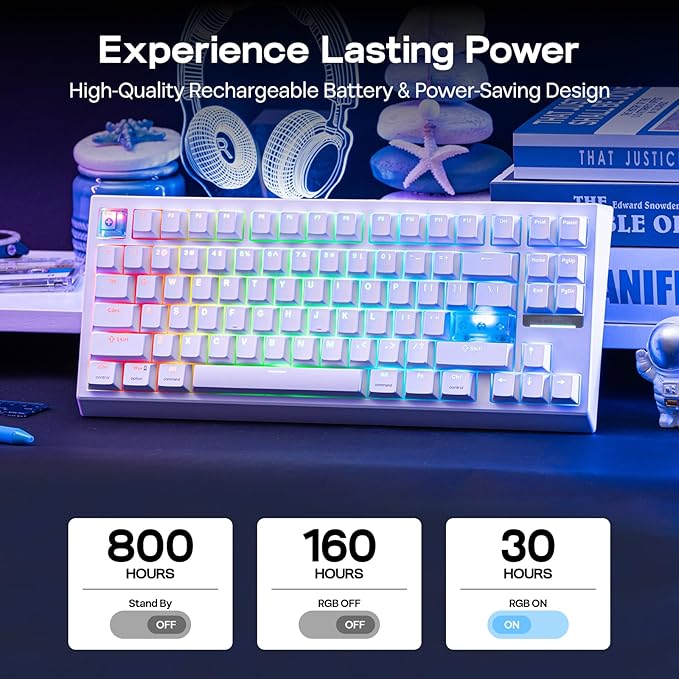 EPOMAKER G84 HE Wireless Hall Effect Keyboard, 8K Polling & 8000mAh, SOCD & DKS, Gaming Keyboard with Fast Trigger & Adjustable Actuation, RGB Backlit, PBT Keycap, Hot-Swap, for Win/Mac (White)