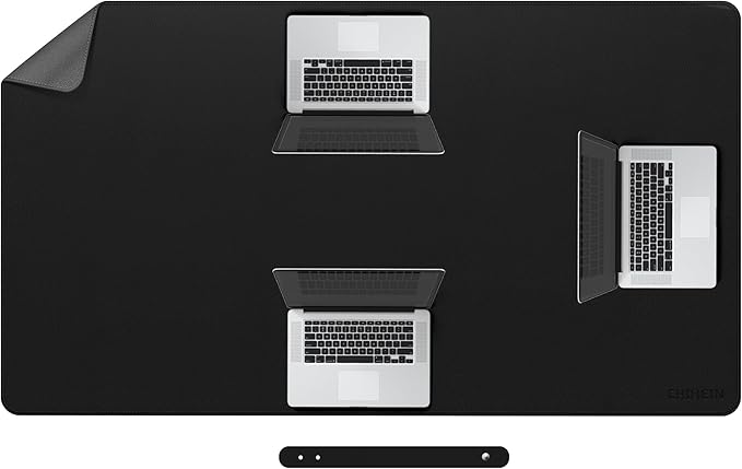 Chihein 59" x 32" 4XL PU Leather Desk Mat (Black/Gray), Huge Mouse Pad, Dual Sided Desk Pad Protector, Waterproof Writing Blotter for Gaming/Office/Home