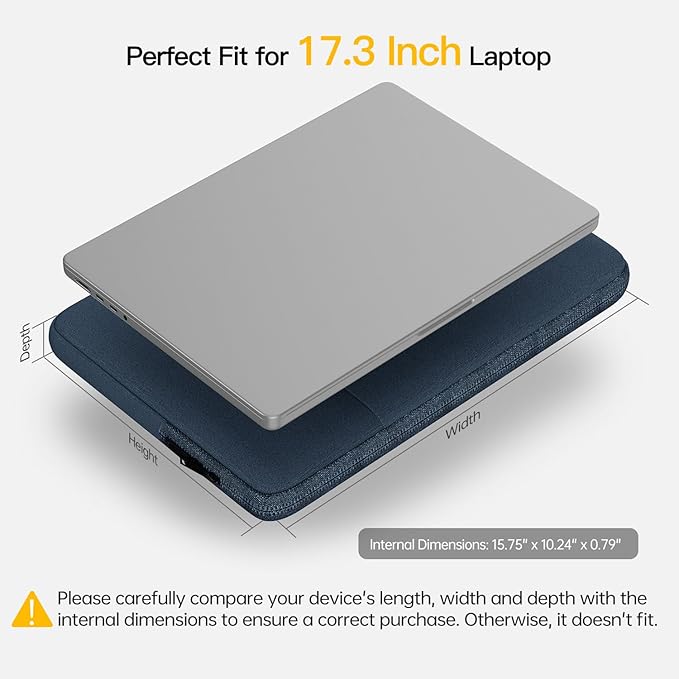 17.3 inch Laptop Sleeve Case for HP Pavilion 17/Envy 17, Dell Inspiron 17/Dell G3 G7, ASUS VivoBook Pro 17, Lenovo Ideapad 17, Acer Aspire 17, Computer Sleeve 17 inch Laptop Carrying Bag