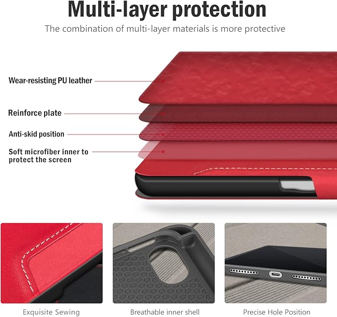 Antbox Case for iPad mini 7 A17 Pro, iPad mini 7th/6th Generation Case (2024/2021) with Pencil Holder Vegan Leather Smart Cover with Auto Sleep/Wake Stand Function