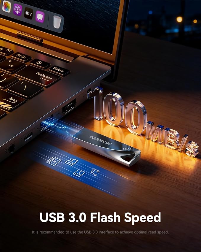 256GB USB 3.0 Flash Drive, Metal Waterproof USB Drive, Durable Slim Thumb Drive with Keychain, Plug & Play Memory Stick for PC, Laptop, Car Audio