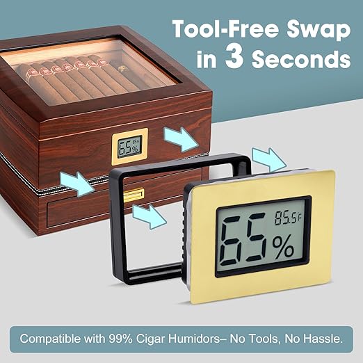 Digital Hygrometer Thermometer for Humidors & Home Use - High Accuracy Temperature Humidity Monitor for Greenhouse, Office, Home and Humidor. Fahrenheit(℉)/ Celsius(℃) Switch