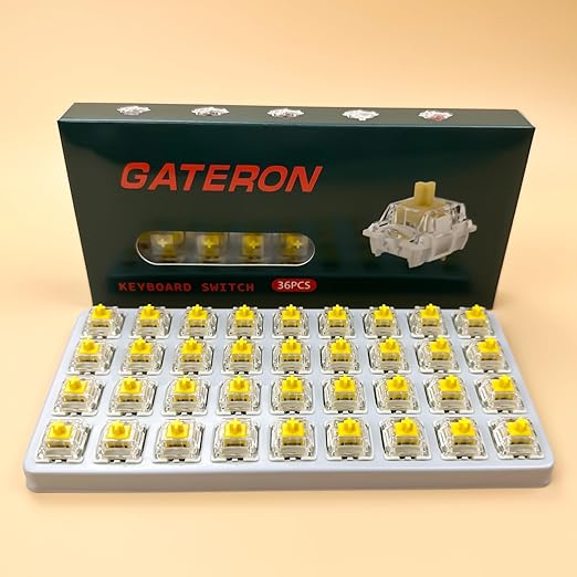 Gateron G Pro 3.0 Yellow Switches for Mechanical Keyboard,3-Pin 50gf Linear/Pre-Lubed/Pin-Enhanced Switches(36pcs,Yellow,3-Pin)