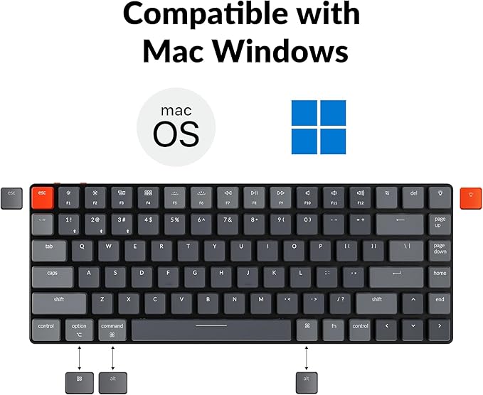Keychron K3 Version 2, 84 Keys Ultra-Slim Wireless/Wired Mechanical Keyboard with White LED Backlit, Low-Profile Gateron Mechanical Blue Switch Compatible with Mac Windows