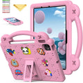 for Apple iPad Pro 11 Inch Kids Case (M5/M4) 2025/2024 with Pencil Holder/Kickstand/Handle Stand Slim Lightweight Cute DIY Soft EVA Shockproof Rugged Silicone Girls Boys Cover, Pink Bear