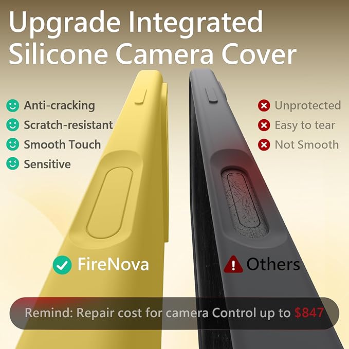 FireNova Magnetic for iPhone 17 Pro Max Case, Compatible with MagSafe, [Integrated Silicone Camera Control Button] [Camera Protection] Anti-Scratch Microfiber Lining Phone Case, 6.9", Yellow