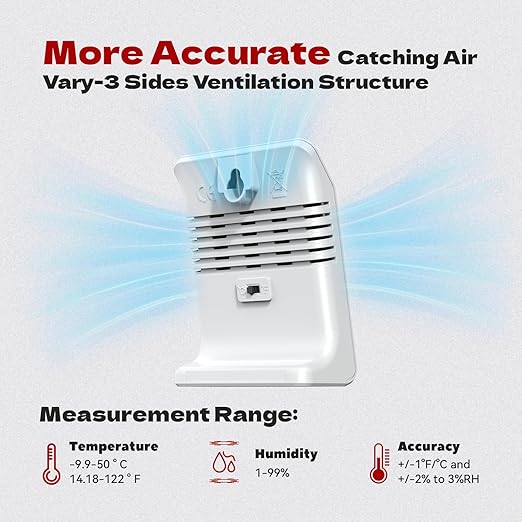 BaldrTherm 2.2'' Digital Thermometer and Hygrometer Meter, Solar-Powered Indoor Temperature Sensor Humidity Monitor, Humidity Gauge for Baby Rooms, Bedrooms, Home, Office, and Wine Cellars, 1Pack