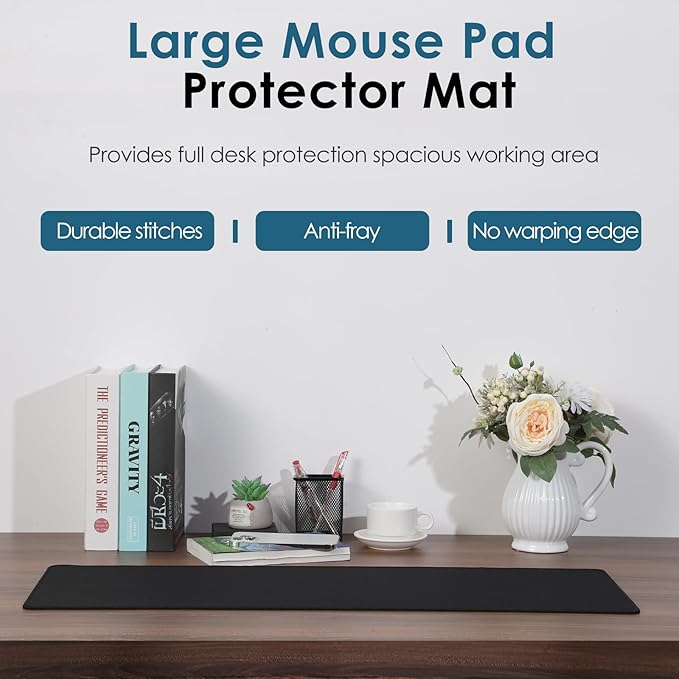 Dizzy Balloon Large Extended Mouse Pad with Durable Stitched Edges, 31.50"x11.81"x0.12", Mouse Mat Desk Mat for Home and Office, Black Large Gaming Mousepad, Keyboard Mat with Non-Slip Rubber Base