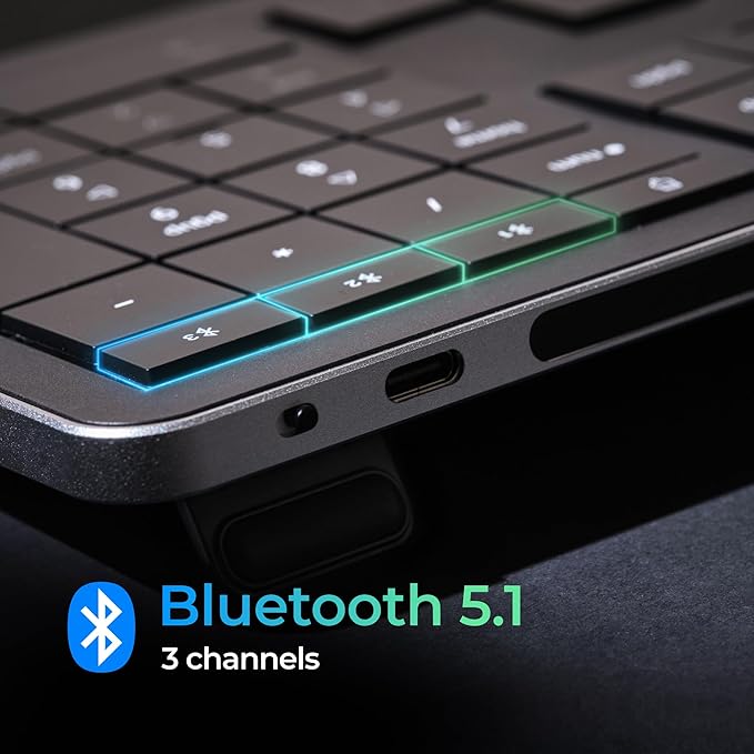 CLVX 1 Windows | Touch On Keys & Gestures AI Keyboard | Bluetooth & USB-C | Low Profile Silent Scissor Keys | Interactive RGB | Aluminum Chassis | Compatible with Windows/Linux/Android