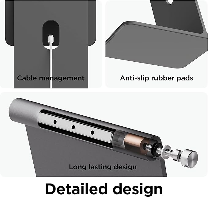 elago Premium iPad Magnetic Stand Designed for iPad Pro 12.9"(5th,4th Gen), 11"(3rd,2nd Gen), Air 10.9"(5th,4th Gen), Mini 8.3"(6th Gen, A17 Pro), 10.9"(10th Gen) [Dark Grey]
