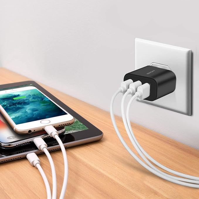 Amoner Wall Charger, Upgraded 2Pack 15W 3-Port USB Plug Cube Portable Wall Charger Plug for iPhone 13/12/mini/Pro/Max/11/Pro/Xs/XR/X/8/7/Plus, Galaxy10/9, Note10/9, and More