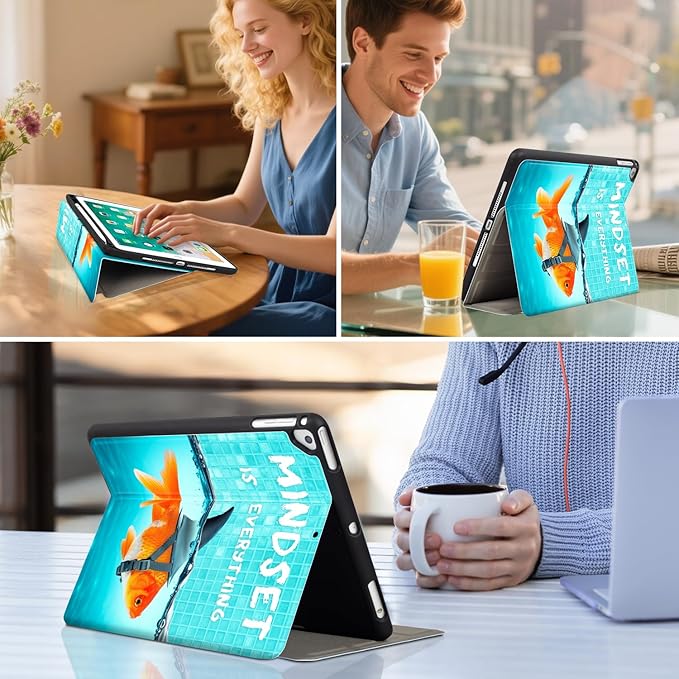 Vimorco for iPad 6th/5th Generation Case 2018/2017, for iPad Air 2/Air Case 2014/2013, for iPad Cases 6th/5th Gen 9.7-inch Pencil Holder/4 Viewing Stands/Typing Stand/Slim, Goldfish as Shark