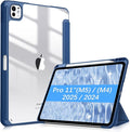 Fintie Hybrid Slim Case for iPad Pro 11-inch (M5) 2025 / (M4) 2024 - [Built-in Pencil Holder] Shockproof Protective Cover with Clear Transparent Back Shell, Navy
