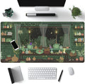 Mechanical Cattle Cute Desk Mat Kawaii Frog Mouse Pad Green Desk Anime Mat Large Gaming Mouse Pad Desk Computer Keyboard Pad Desk Home Office Accessories Girl Stitched Eges (31.5x15.7 in) WER236